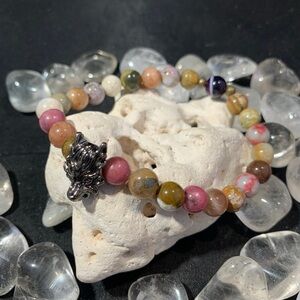 Multi-Colored All Chakra Stretch Elastic Wolf Bracelet